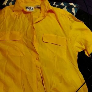 Vintage boogie outdoor gear. 70s sunset yellow 100 percent silk button up.